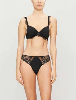 Simone Perele Saga Mesh And Stretch-lace Thong -Reisi Clothing Shop 1054 3001897 15C700 016BLACK ALT01
