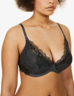 Wacoal Lace Perfection Stretch-lace Underwired Bra -Reisi Clothing Shop 1055 76029603 WE135003 CHARCOAL ALT04
