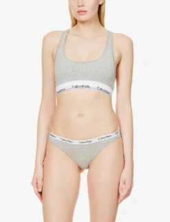 Calvin Klein Carousel Stretch-cotton Bikini Briefs -Reisi Clothing Shop 109 3003262 D1618E 020GREYHEATHER ALT01