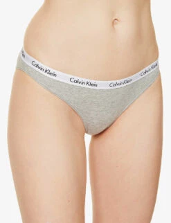 Calvin Klein Carousel Stretch-cotton Bikini Briefs -Reisi Clothing Shop 109 3003262 D1618E 020GREYHEATHER ALT02