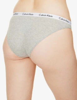 Calvin Klein Carousel Stretch-cotton Bikini Briefs -Reisi Clothing Shop 109 3003262 D1618E 020GREYHEATHER ALT03
