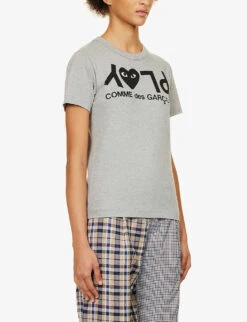 Comme Des Garçons Play Reverse Logo-print Cotton-jersey T-shirt -Reisi Clothing Shop 143 2000022 P1T081 GREY ALT02