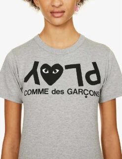 Comme Des Garçons Play Reverse Logo-print Cotton-jersey T-shirt -Reisi Clothing Shop 143 2000022 P1T081 GREY ALT04