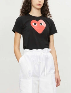 Comme Des Garçons Play Middle Heart-print Cotton-jersey T-shirt 13 Comme Des Garçons Play Middle Heart-print Cotton-jersey T-shirt -Reisi Clothing Shop 143 2000022 P1T111 BLACK ALT03