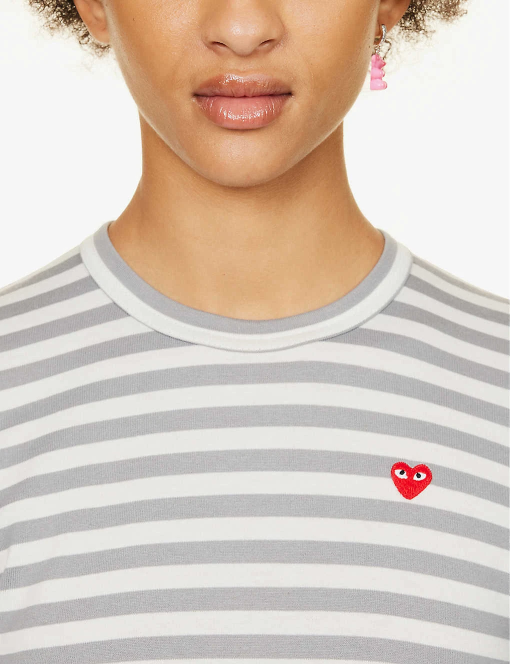 Comme Des Garçons Play Heart-embroidered Striped Cotton-jersey Top 7 Comme Des Garçons Play Heart-embroidered Striped Cotton-jersey Top - Image 5