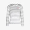 Comme Des Garçons Play Heart-embroidered Striped Cotton-jersey Top