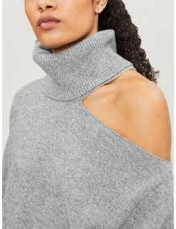 Paige Raundi Turtleneck Cutout Wool-blend Jumper -Reisi Clothing Shop 188 3002369 39679194269 HEATHERGREY ALT03