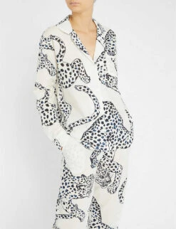 Printed Cotton Pyjama Set -Reisi Clothing Shop 211 3005123 LONGSET BLACKCREAM ALT03