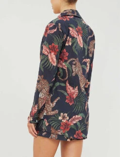 Animal-print Cotton Pyjama Set -Reisi Clothing Shop 211 3005123 WSIGSESLEONAVY NAVY ALT02