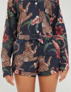 Animal-print Cotton Pyjama Set -Reisi Clothing Shop 211 3005123 WSIGSESLEONAVY NAVY ALT04