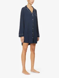 Eberjey Gisele Jersey Sleep Shirt -Reisi Clothing Shop 211 89048392 H1018 NAVYIVORY ALT02