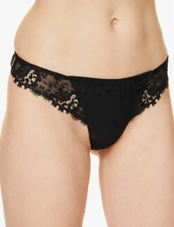 Simone Perele Wish Mesh And Lace Tanga Briefs -Reisi Clothing Shop 218 3001897 12B710 BLACK ALT02