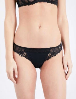 Simone Perele Wish Mesh And Lace Tanga Briefs -Reisi Clothing Shop 218 3001897 12B710 BLACK ALT05