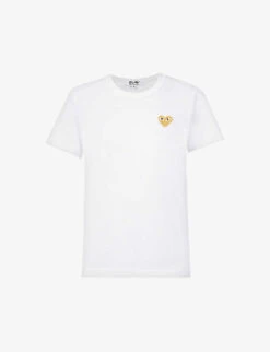 Comme Des Garçons Play Heart-embroidered Cotton T-shirt
