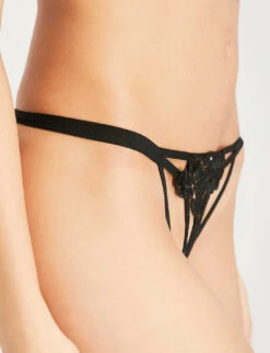 BLUEBELLA Nova Guipure Lace And Mesh Thong -Reisi Clothing Shop 271 3003600 31625 BLACK ALT03