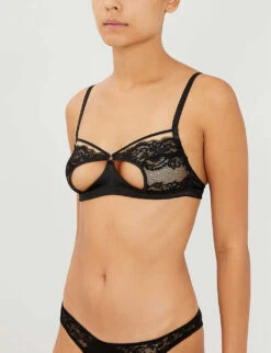 Seraphine Silk-satin And Lace Soft-cup Bra -Reisi Clothing Shop 271 3004739 SER00601 BLACK ALT03