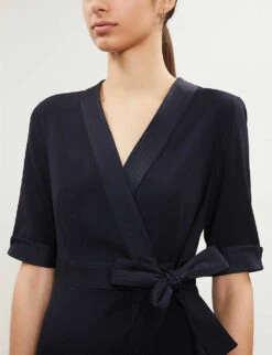 CLAUDIE PIERLOT Rosilea Kimono Woven Dress -Reisi Clothing Shop 5005 10150 CFPRO00614 NAVY ALT03