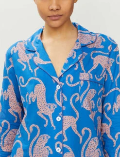 Chango Monkey-print Cotton Pyjama Set -Reisi Clothing Shop R00013422 CHANGOBLUEANDPINK ALT03