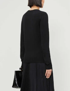 Joseph V-neck Merino Wool Jumper -Reisi Clothing Shop R00043798 BLACK ALT02