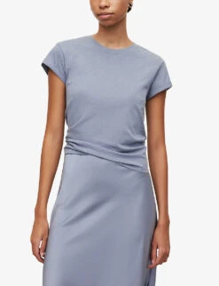 AllSaints Anna Crewneck Cotton T-shirt 9 AllSaints Anna Crewneck Cotton T-shirt -Reisi Clothing Shop R00067685 STORMCLOUDGRE ALT02