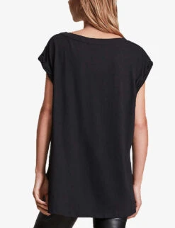 AllSaints Sanza Asymmetric-hem Cotton And Linen-blend Tank Top 10 AllSaints Sanza Asymmetric-hem Cotton And Linen-blend Tank Top -Reisi Clothing Shop R00075669 BLACK ALT03