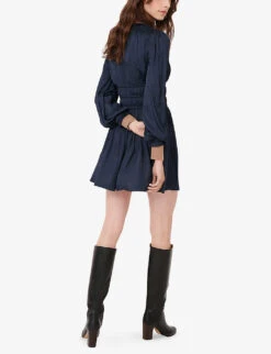 Maje Rianne Satin Mini Dress -Reisi Clothing Shop R03630800 NAVY ALT02