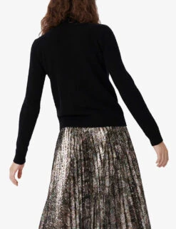 Maje Monty Buttoned-shoulder Cashmere Jumper -Reisi Clothing Shop R03630874 BLACK ALT02