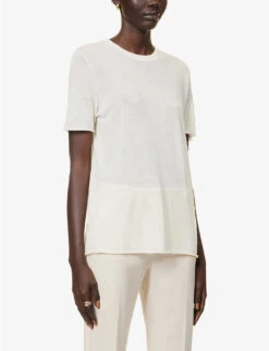 Joseph Round-neck Cashmere T-shirt -Reisi Clothing Shop R03658517 IVORY ALT02