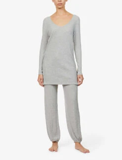 Eberjey Elon Relaxed-fit Mid-rise Stretch-rayon Pyjama Bottoms -Reisi Clothing Shop R03669018 HEATHERGREY ALT01