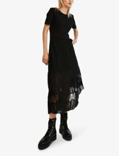 CLAUDIE PIERLOT Telie Pleated Cotton Midi Dress -Reisi Clothing Shop R03670961 NOIRGRIS ALT03