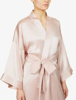 Mimi Belted Silk-satin Kimono Robe -Reisi Clothing Shop R03671390 OYSTERIVORYCORE ALT03