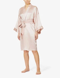 Mimi Belted Silk-satin Kimono Robe -Reisi Clothing Shop R03671390 OYSTERIVORYCORE M