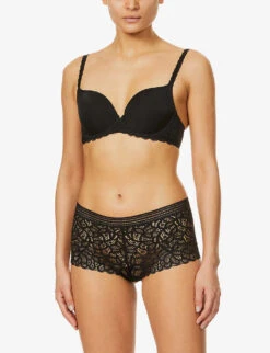 Wacoal Raffiné Mid-rise Lace Stretch-lace Briefs -Reisi Clothing Shop R03673093 BLACK ALT01