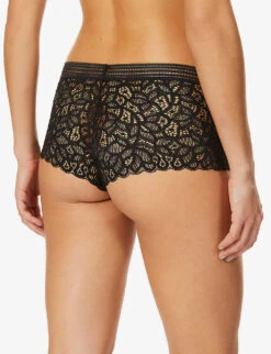 Wacoal Raffiné Mid-rise Lace Stretch-lace Briefs -Reisi Clothing Shop R03673093 BLACK ALT02
