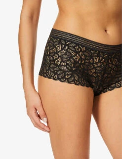 Wacoal Raffiné Mid-rise Lace Stretch-lace Briefs -Reisi Clothing Shop R03673093 BLACK ALT03