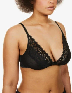 Wacoal Raffiné Floral Stretch-lace Bralette -Reisi Clothing Shop R03673095 BLACK ALT04