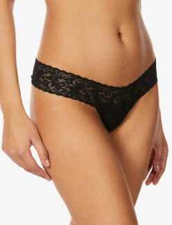 HANKY PANKY Low-rise Stretch-jersey Lace Thongs Pack Of Three -Reisi Clothing Shop R03674251 BLACKWHITECHAI ALT03