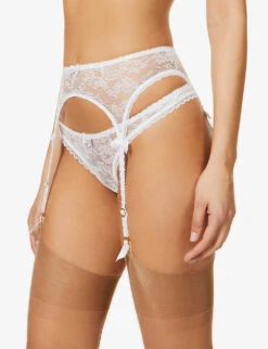 AGENT PROVOCATEUR Hinda High-rise Stretch-lace Suspender -Reisi Clothing Shop R03693491 WHITE ALT02