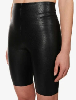Commando Fitted High-rise Faux-leather Shorts -Reisi Clothing Shop R03742244 BLACK ALT04