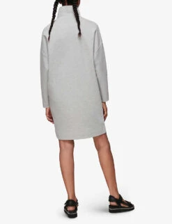 Whistles Funnel-neck Stretch-cotton Mini Dress -Reisi Clothing Shop R03743270 GREY ALT02