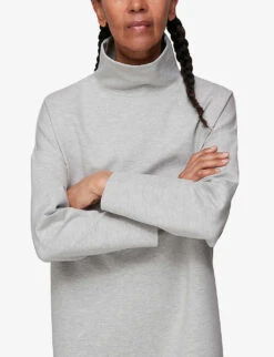 Whistles Funnel-neck Stretch-cotton Mini Dress -Reisi Clothing Shop R03743270 GREY ALT04