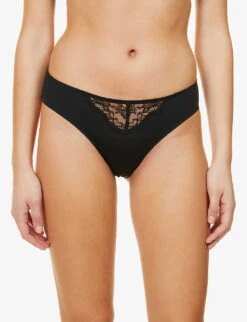 AGENT PROVOCATEUR Brigette High-rise Stretch-jersey And Lace Briefs 9 AGENT PROVOCATEUR Brigette High-rise Stretch-jersey And Lace Briefs -Reisi Clothing Shop R03747042 BLACK ALT02