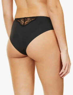 AGENT PROVOCATEUR Brigette High-rise Stretch-jersey And Lace Briefs 10 AGENT PROVOCATEUR Brigette High-rise Stretch-jersey And Lace Briefs -Reisi Clothing Shop R03747042 BLACK ALT03