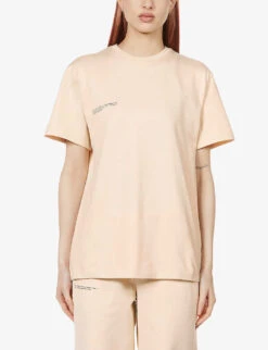 Text-print Organic-cotton-and Seaweed-blend T-shirt -Reisi Clothing Shop R03751956 SAND ALT02