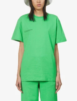 Text-print Organic-cotton T-shirt -Reisi Clothing Shop R03752029 JADEGREEN ALT02