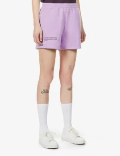 Text-print Mid-rise Recycled And Organic-cotton Shorts -Reisi Clothing Shop R03752036 ORCHIDPURPLE ALT02