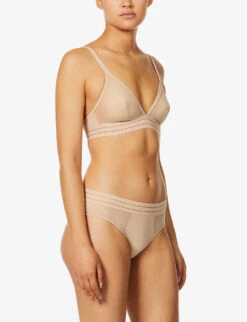 MAISON LEJABY NUFIT Semi-sheer Stretch-woven Bra -Reisi Clothing Shop R03763139 BEIGE ALT02
