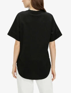 Ted Baker Erisana Flower-embroidered Cotton-jersey T-shirt -Reisi Clothing Shop R03765980 BLACK ALT02