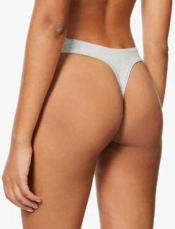Mid-rise Stretch-cotton Thong -Reisi Clothing Shop R03766868 S LIGHTHEATHERGREY ALT03