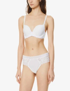 Wacoal Raffiné Floral-pattern Stretch-lace Underwired Bra -Reisi Clothing Shop R03767808 WHITE ALT02